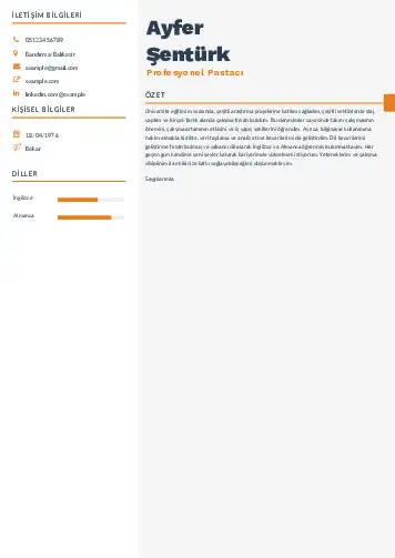 Pastacı Cv Örnekleri cv indir